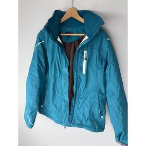 Lands End Womens Squall Waterproof Winter Jacket Teal Blue Ski Coat M 10-12